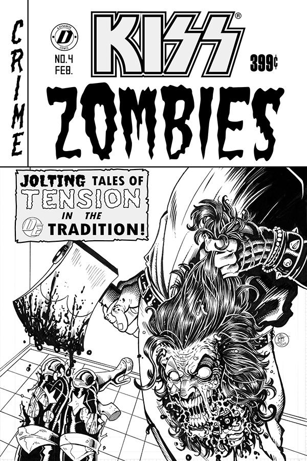 KISS Zombies #4 Cover F Incentive Ken Haeser Black & White Cover