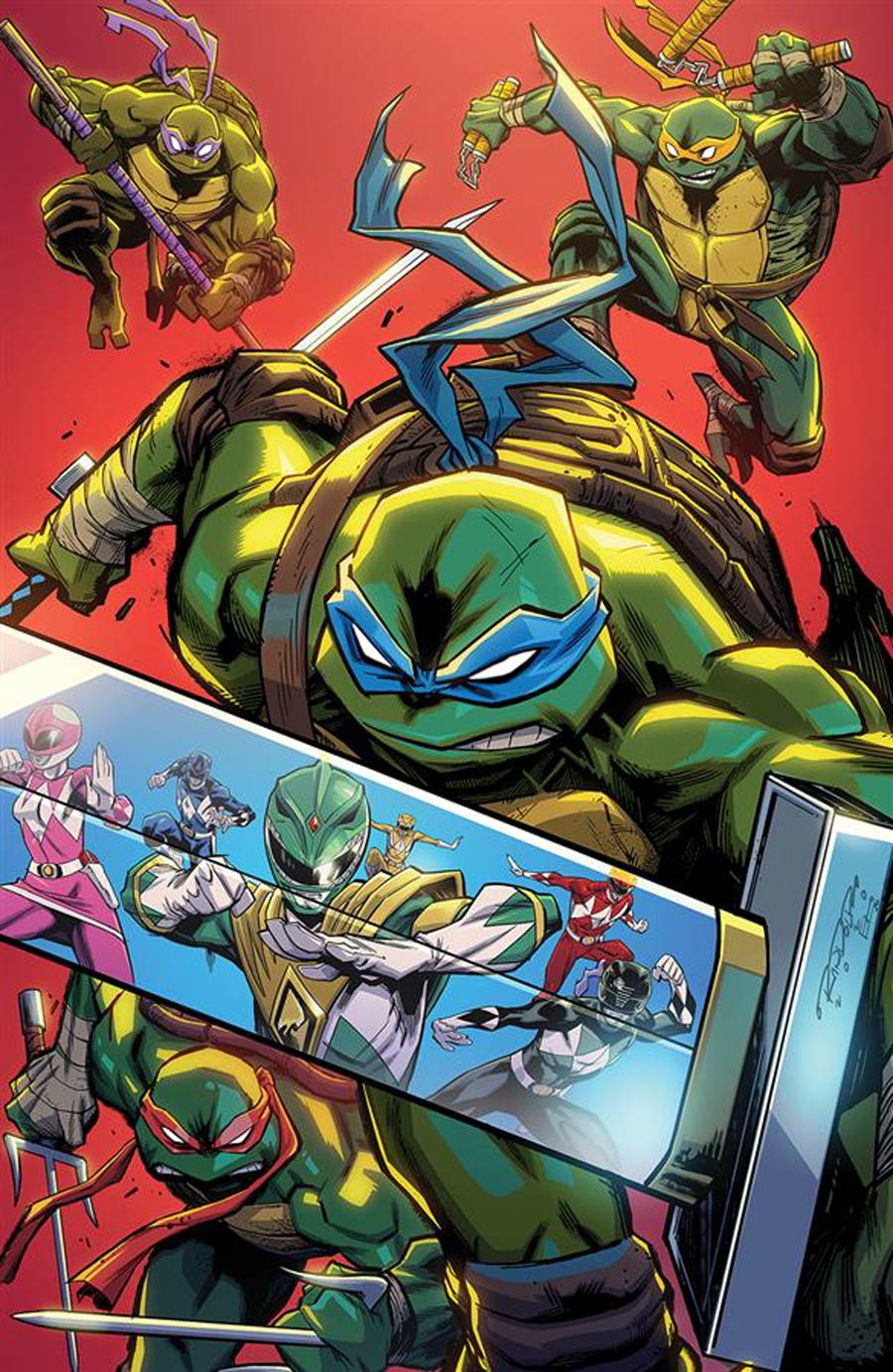 Mighty Morphin Power Rangers Teenage Mutant Ninja Turtles #4 Cover F Variant Dan Mora Cover