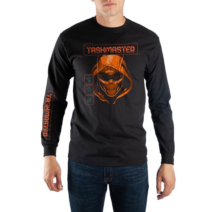 Marvel Black Widow Taskmaster Black With Orange Long Sleeve Shirt Large
