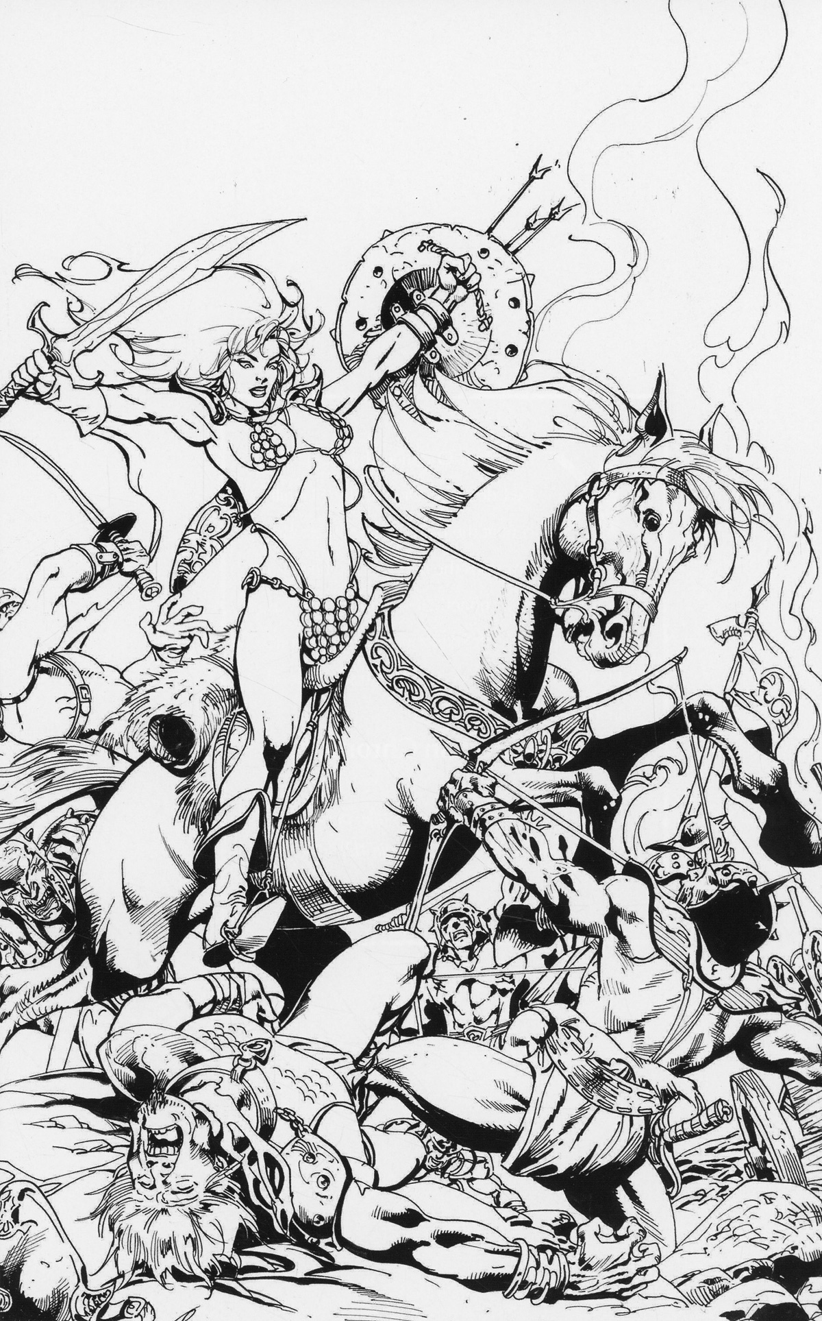 Killing Red Sonja #1 Cover G Incentive Roberto Castro Black & White Virgin Cover