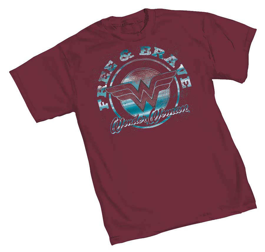 Wonder Woman Free & Brave Womens T-Shirt Large