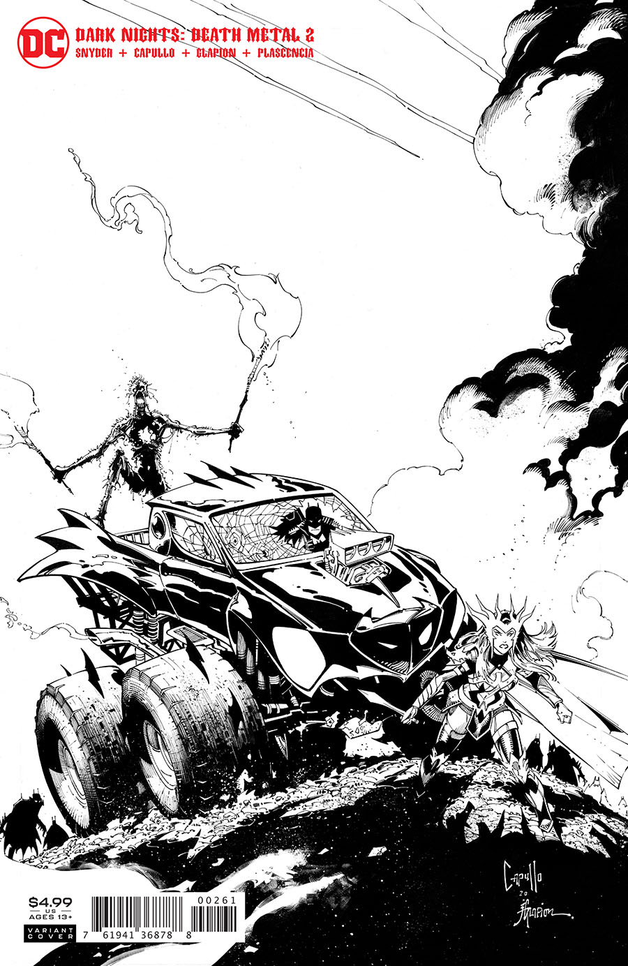 Dark Nights Death Metal #2 Cover F Incentive Greg Capullo & Jonathan Glapion Black & White Cover