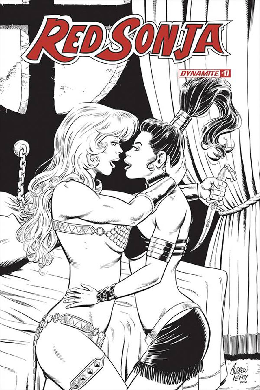 Red Sonja Vol 8 #17 Cover S Incentive Andrew Pepoy Seduction Black & White Variant Cover