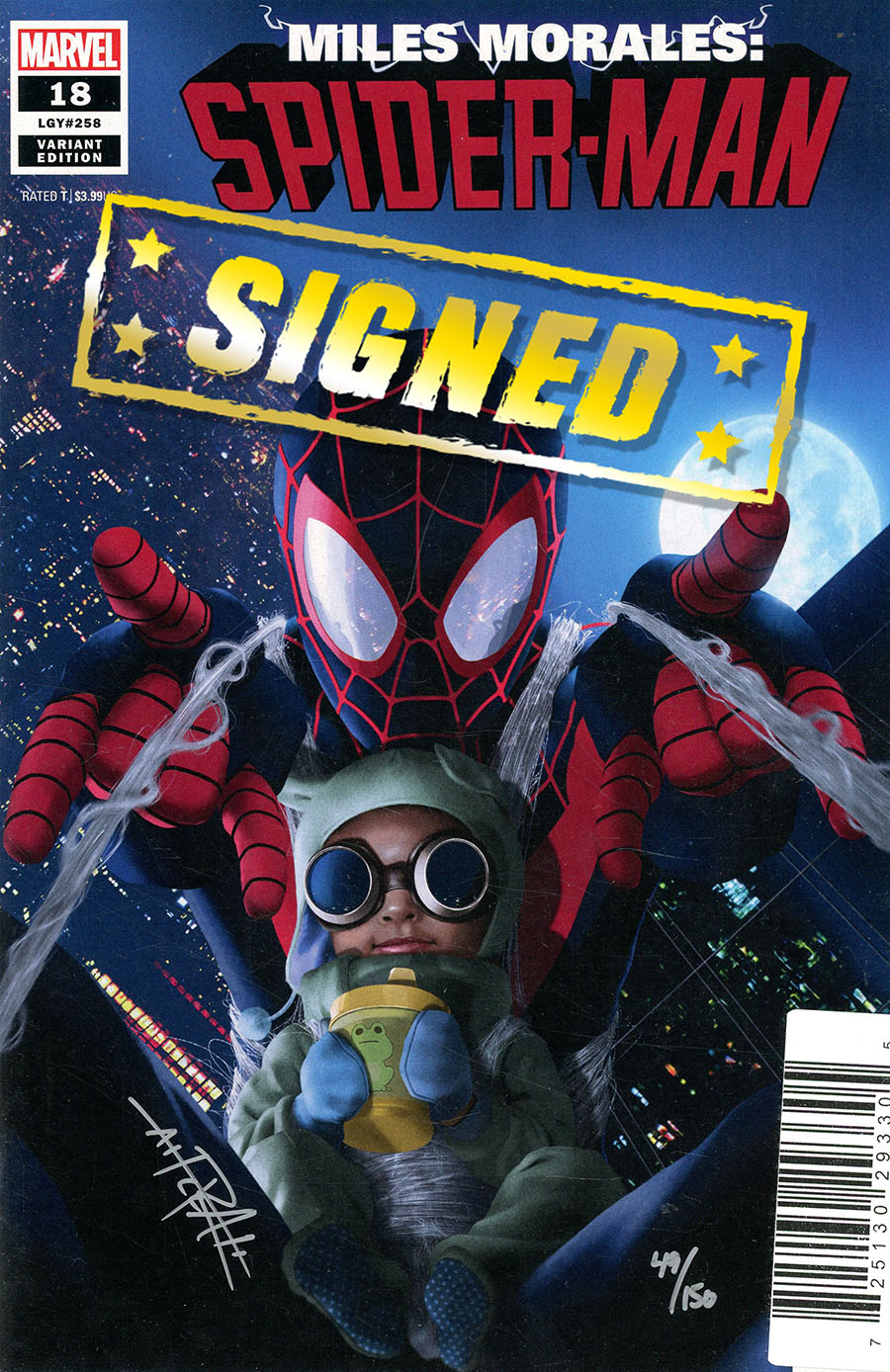 Miles Morales Spider-Man #18 Cover D DF Variant Baby Morales Cover Signed By Rahzzah