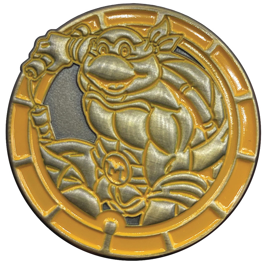 Teenage Mutant Ninja Turtles Antique Gold Numbered Pin - Michelangelo