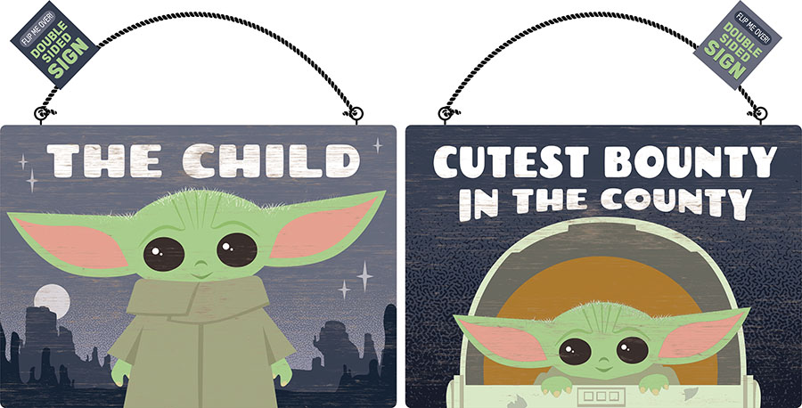 Star Wars The Mandalorian Two-Sided Wooden Sign - Cute Bounty