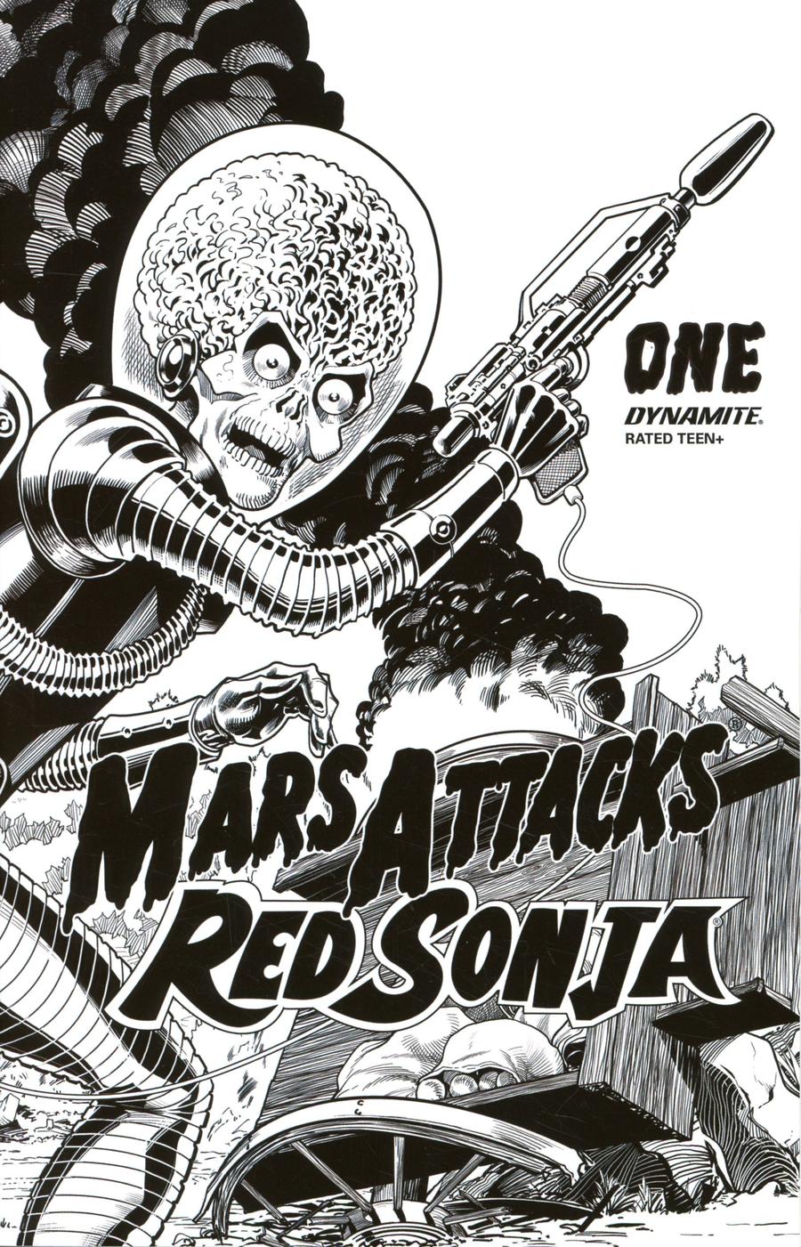 Mars Attacks Red Sonja #1 Cover M Incentive Barry Kitson Card Homage Black & White Cover