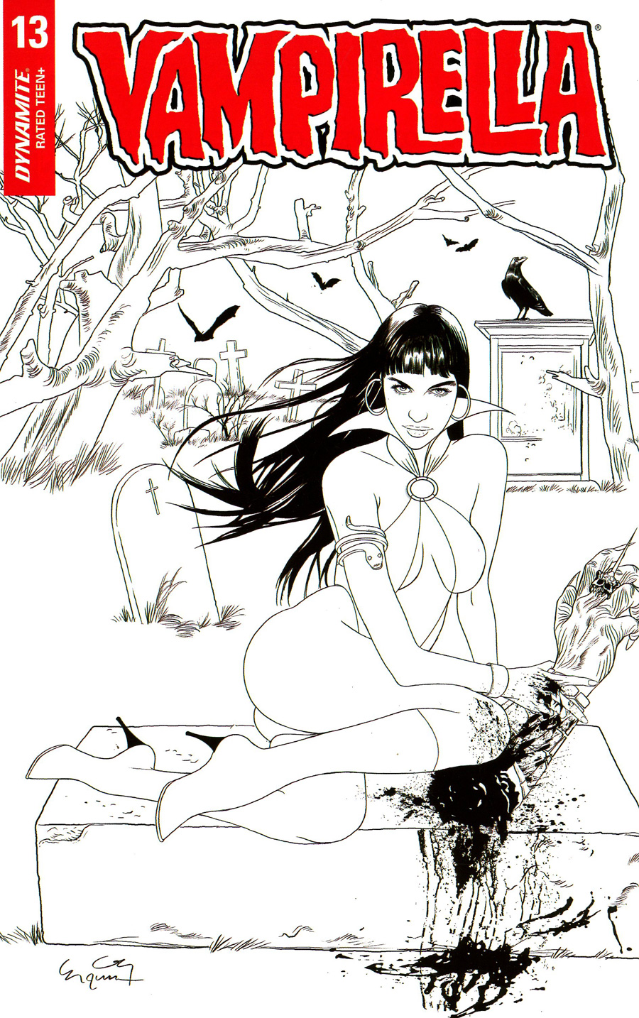 Vampirella Vol 8 #13 Cover M Incentive Ergun Gunduz Black & White Cover