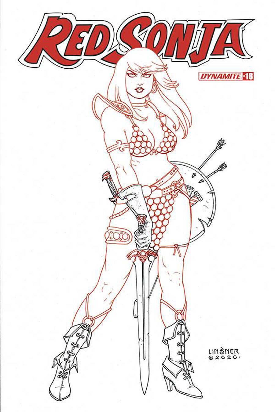 Red Sonja Vol 8 #18 Cover L Incentive Joseph Michael Linsner Black & White Cover