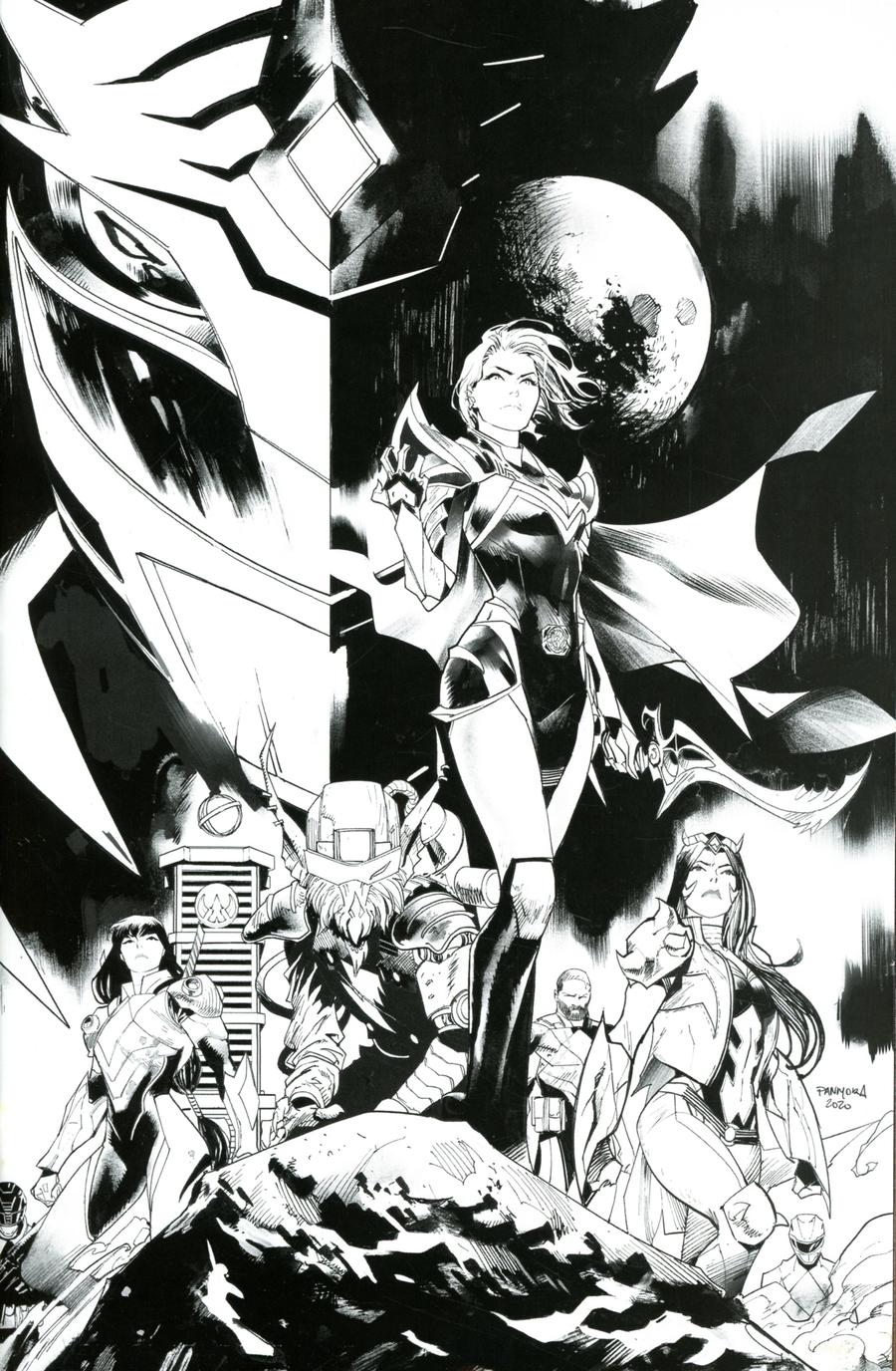 Power Rangers Drakkon New Dawn #1 Cover D Incentive Dan Mora Unmasked Black & White Variant Cover