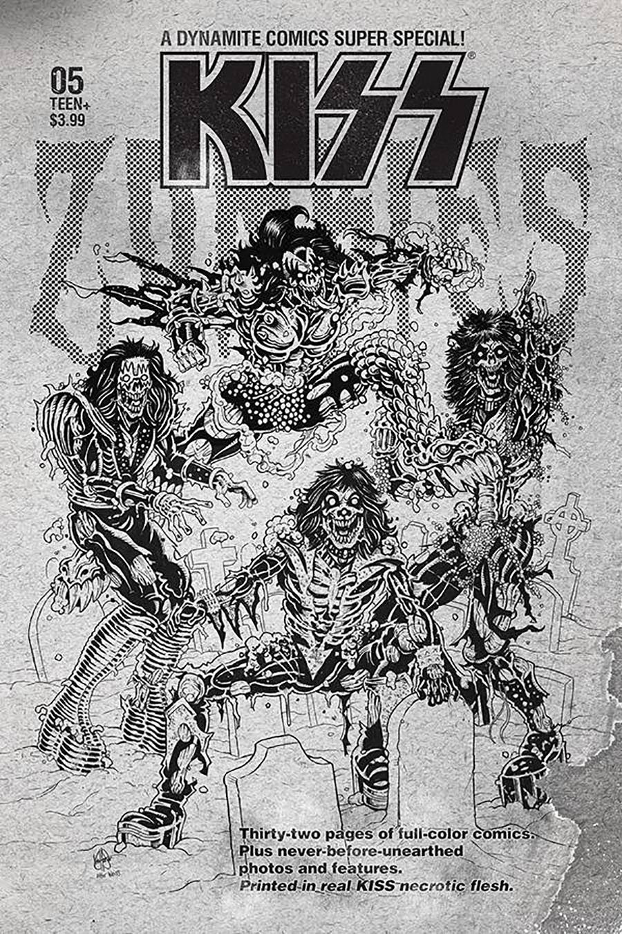 KISS Zombies #5 Cover F Incentive Ken Haeser Black & White Cover