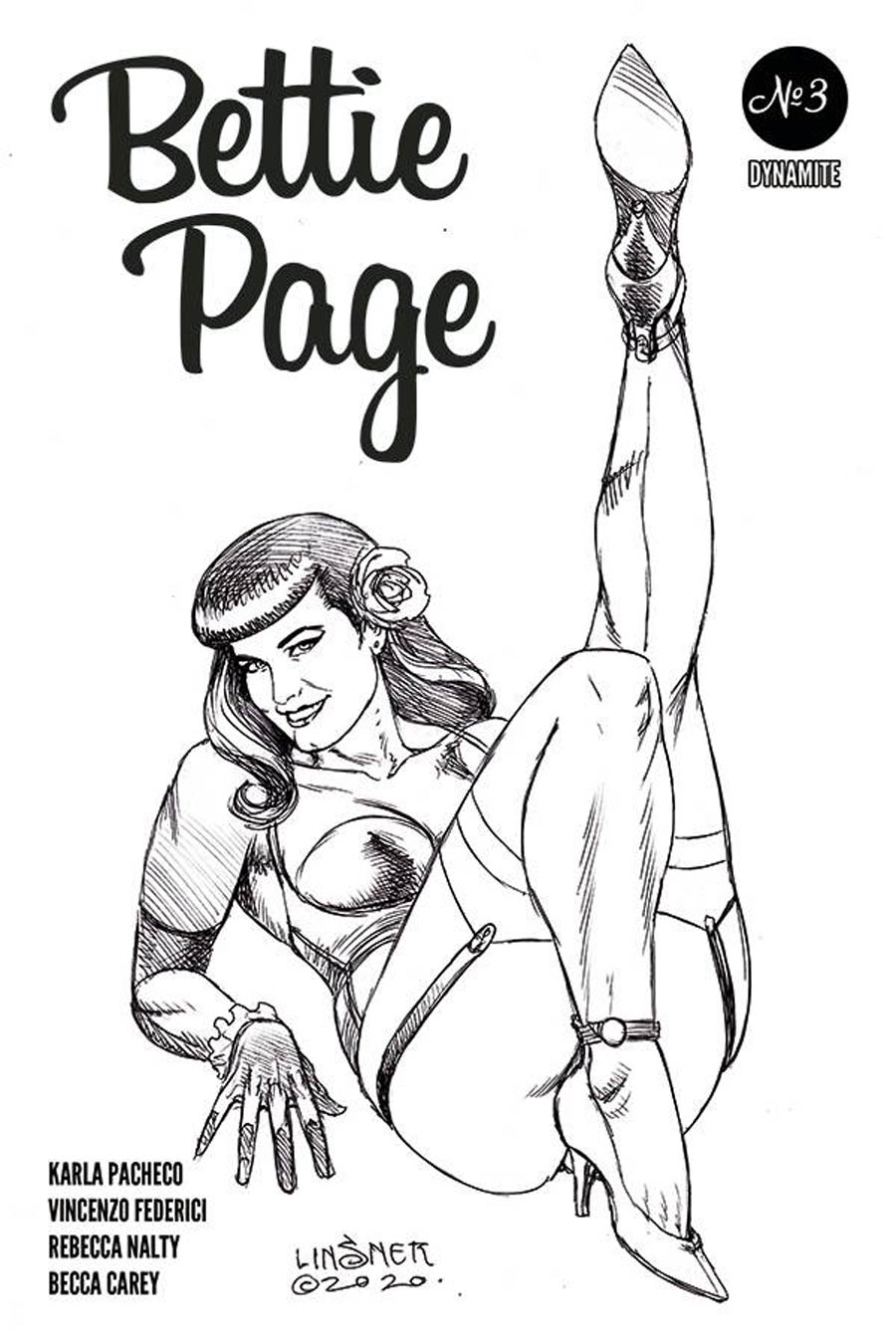 Bettie Page Vol 3 #3 Cover Q Incentive Joseph Michael Linsner Black & White Cover