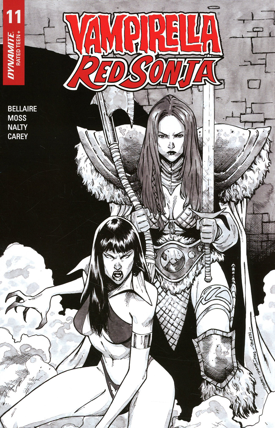 Vampirella Red Sonja #11 Cover K Incentive Brent Peeples Rob Liefeld Homage Black & White Cover