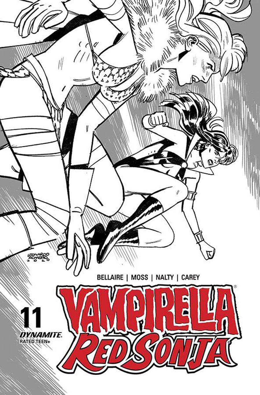 Vampirella Red Sonja #11 Cover Q Incentive Leonardo Romero & Jordie Bellaire Black & White Cover