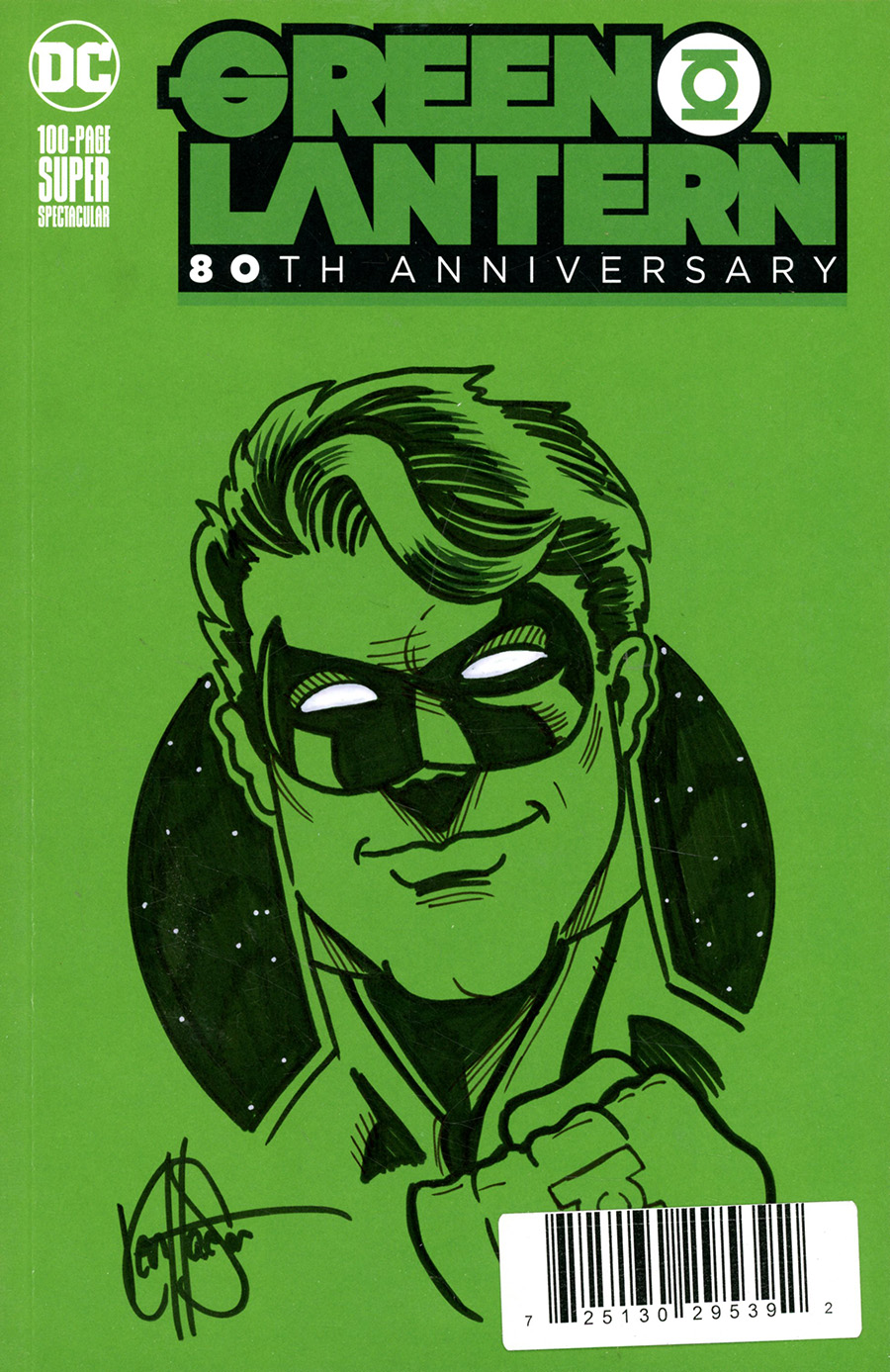 Green Lantern 80th Anniversary 100-Page Super Spectacular #1 Cover L DF Variant Green Blank Cover Signed & Remarked By Ken Haeser