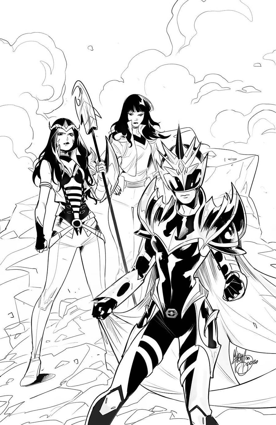 Power Rangers Drakkon New Dawn #2 Cover D Incentive Dan Mora Black & White Variant Cover