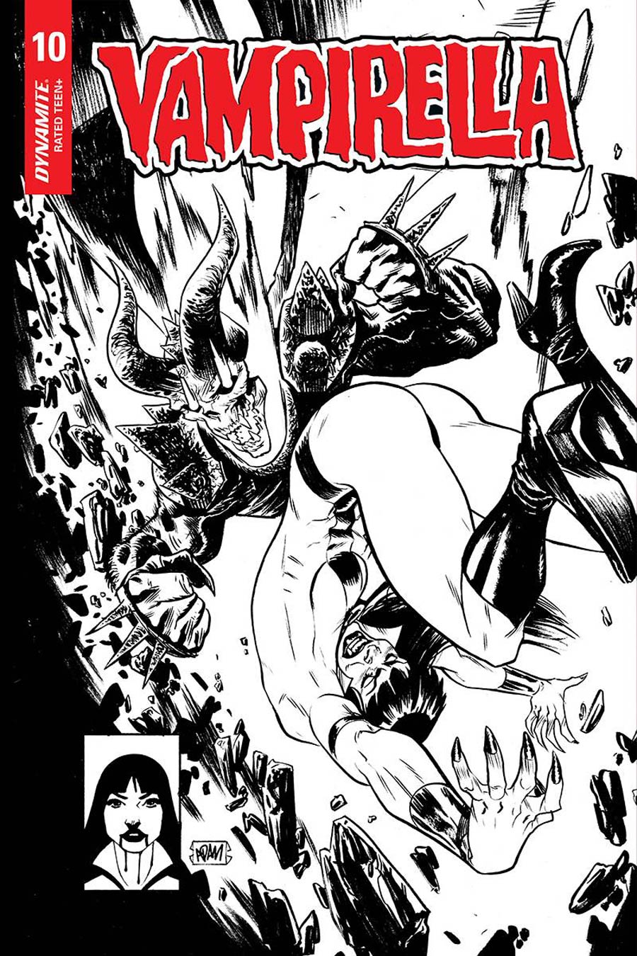 Vampirella Vol 8 #10 Cover O Incentive Adam Gorham Jim Lee Homage Black & White Cover