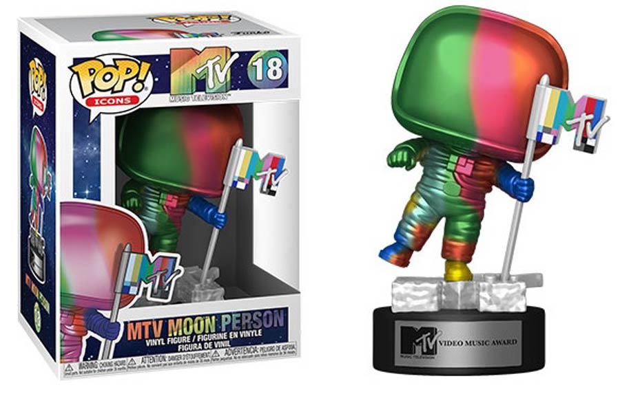 POP Ad Icons MTV Moon Person Rainbow Metallic Vinyl Figure