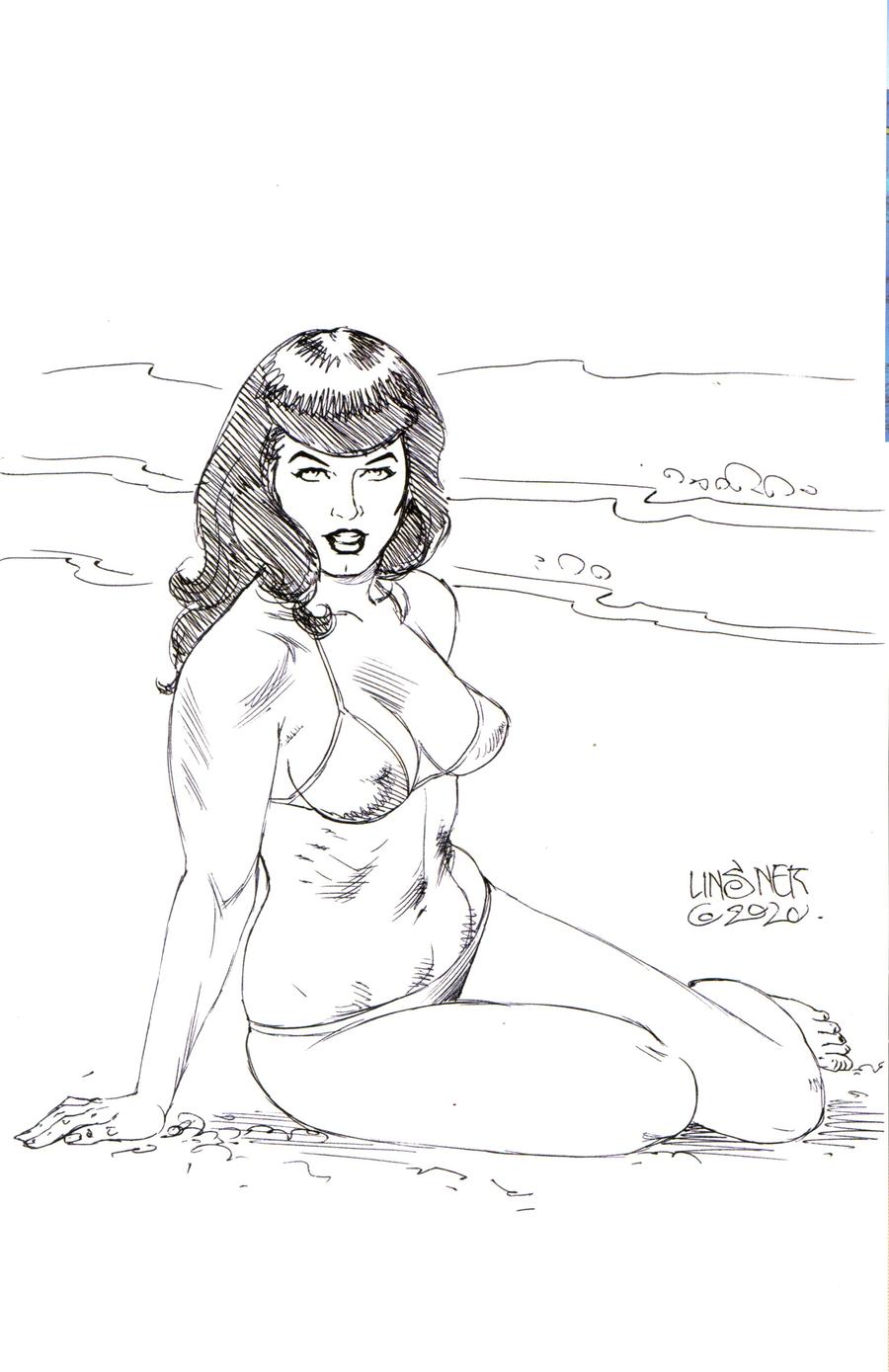 Bettie Page Vol 3 #1 Cover I Incentive Joseph Michael Linsner Black & White Virgin Cover