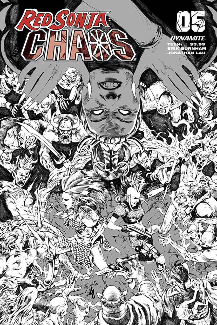 Red Sonja Age Of Chaos #5 Cover Q Incentive Jonathan Lau Black & White Cover