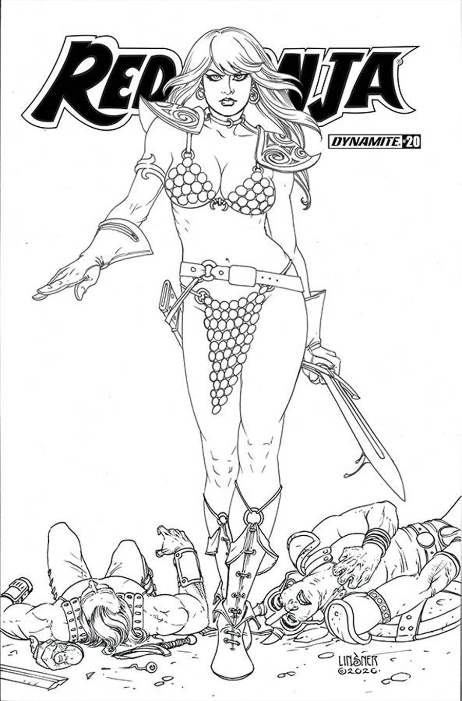 Red Sonja Vol 8 #20 Cover K Incentive Joseph Michael Linsner Black & White Cover