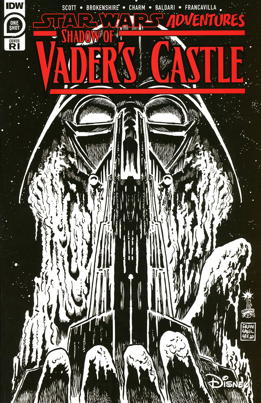 Star Wars Adventures Shadow Of Vaders Castle Cover C Incentive Francesco Francavilla Black & White Cover