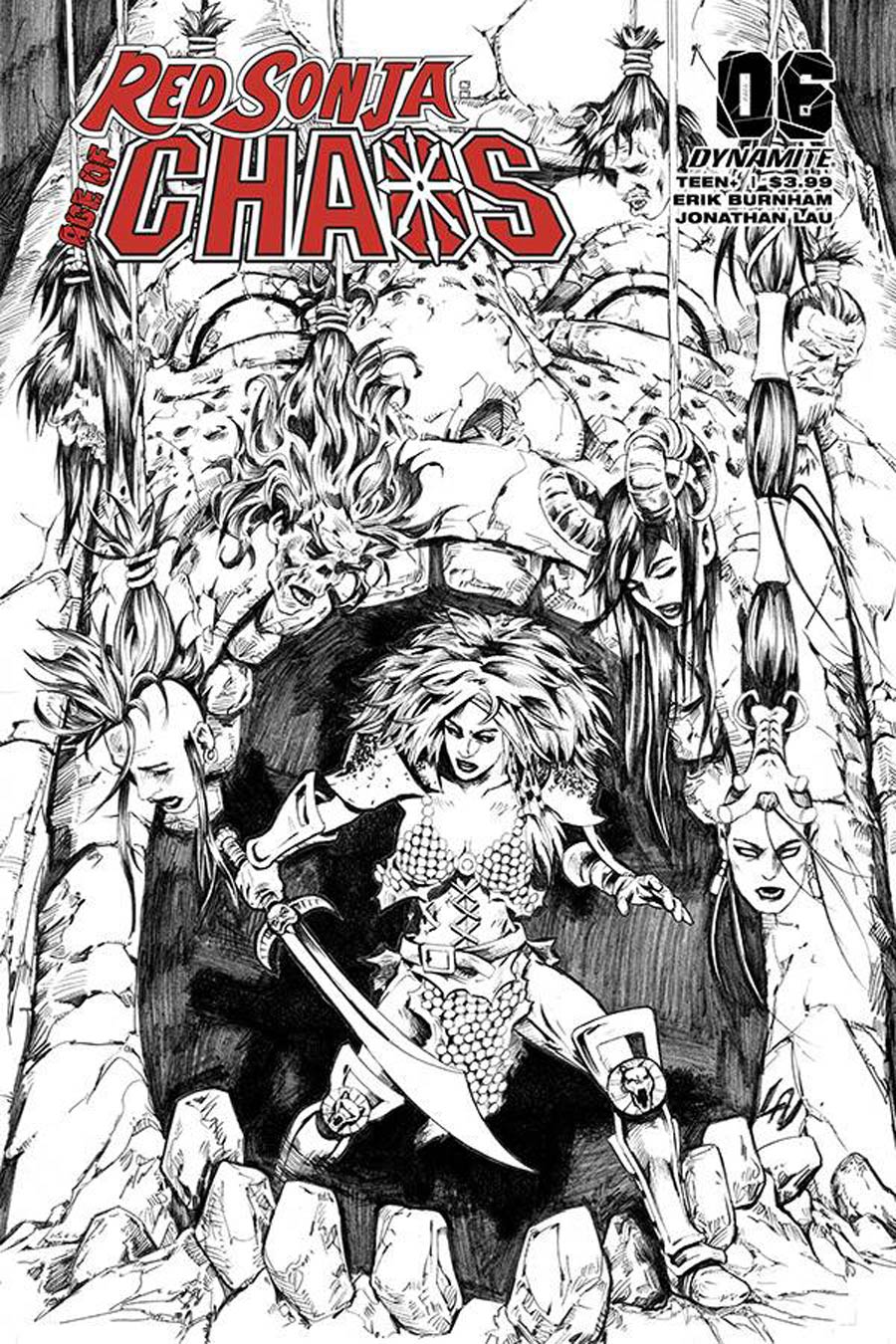 Red Sonja Age Of Chaos #6 Cover P Incentive Jonathan Lau Black & White Cover