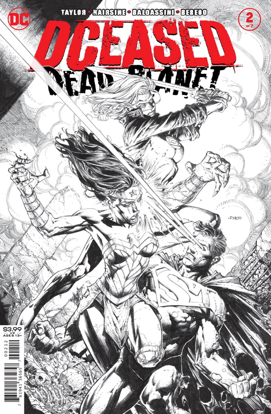 DCeased Dead Planet #2 Cover D 2nd Ptg David Finch Black & White Variant Cover