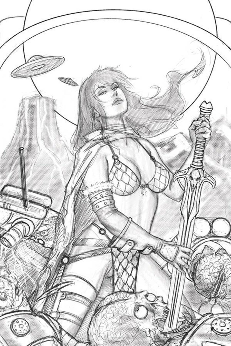 Mars Attacks Red Sonja #1 Cover G Incentive Luca Strati Sketch Virgin Cover