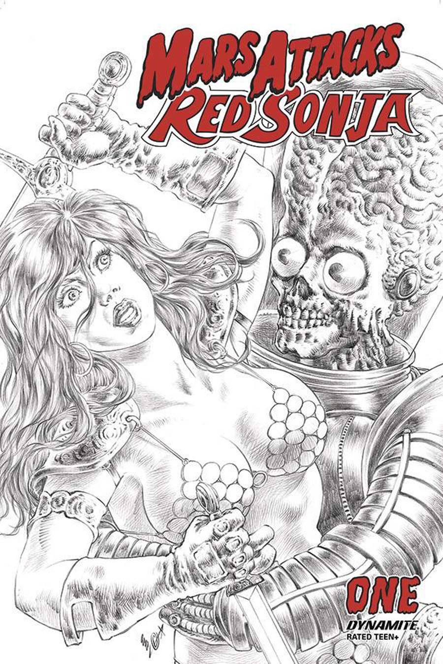 Mars Attacks Red Sonja #1 Cover I Incentive Alan Quah Black & White Cover