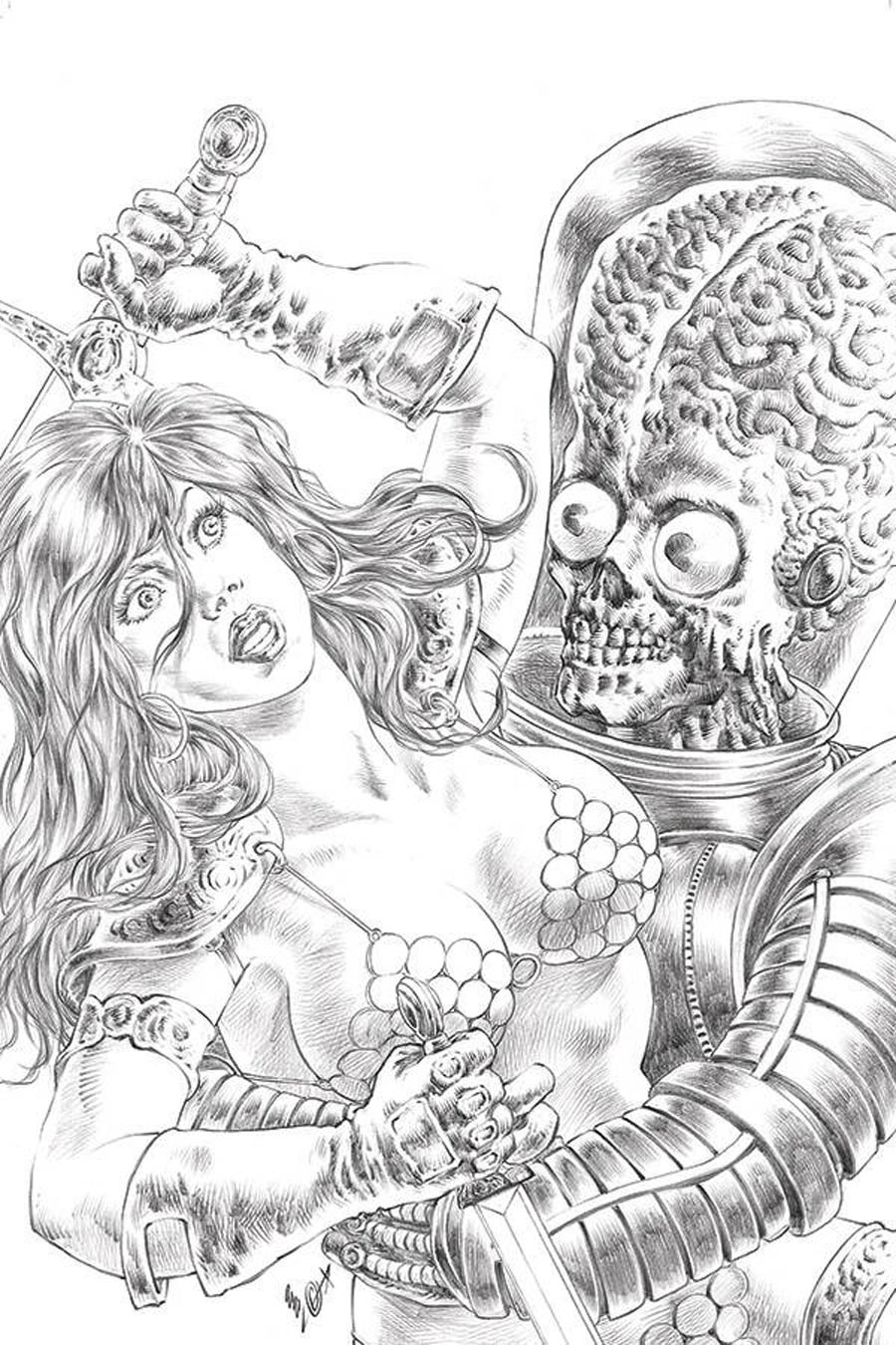 Mars Attacks Red Sonja #1 Cover J Incentive Alan Quah Black & White Virgin Cover