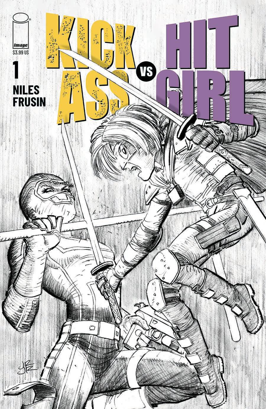 Kick-Ass vs Hit-Girl #1 Cover B Variant John Romita Jr Black & White Cover