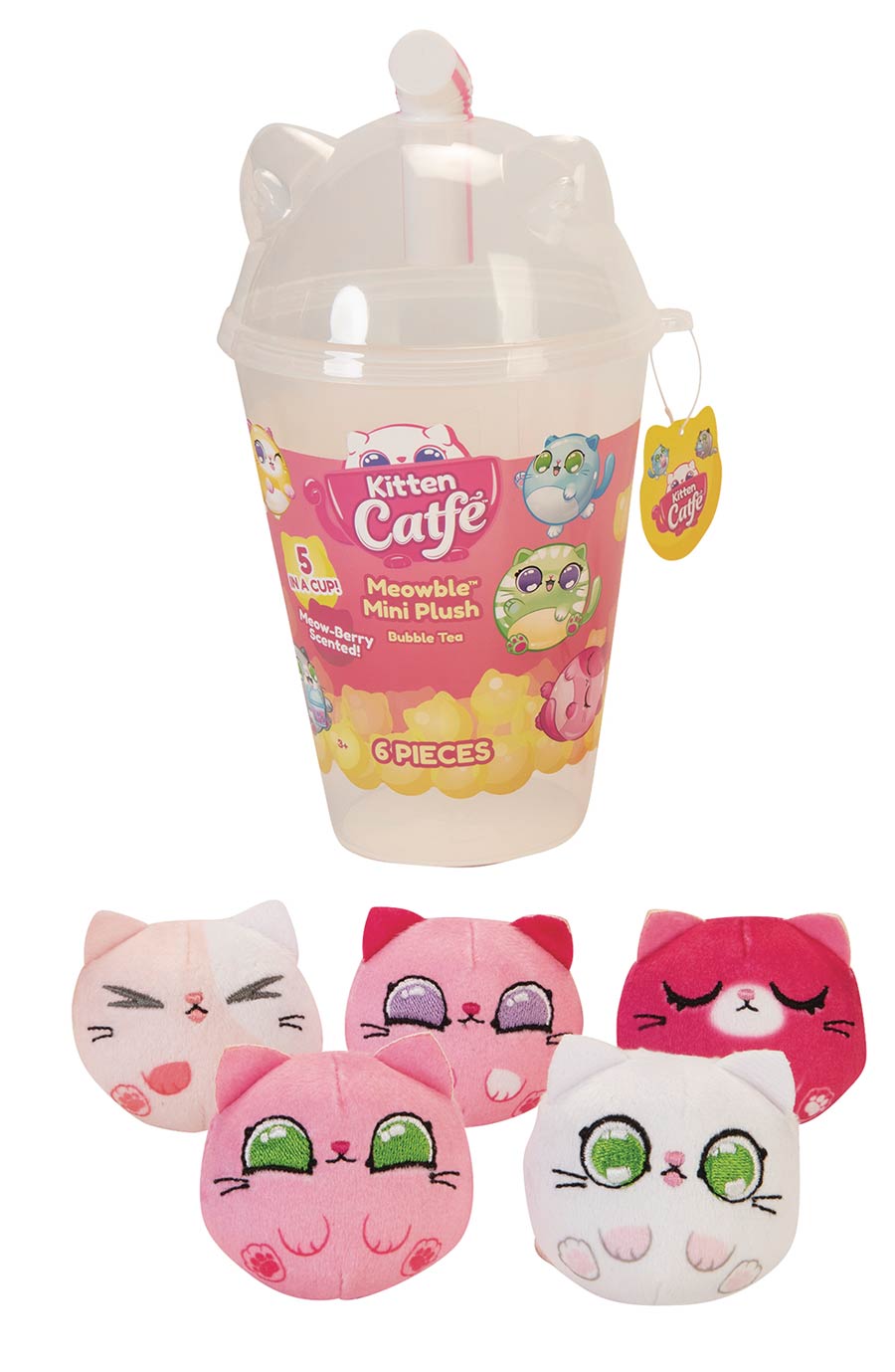 Kitten Catfe Boba Mini Plush Cup 5-Piece Assortment Case