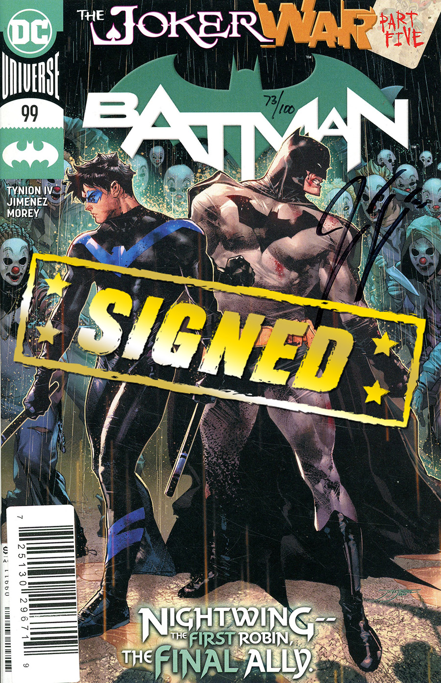 Batman Vol 3 #99 Cover D DF Signed By James Tynion IV (Joker War Tie-In)