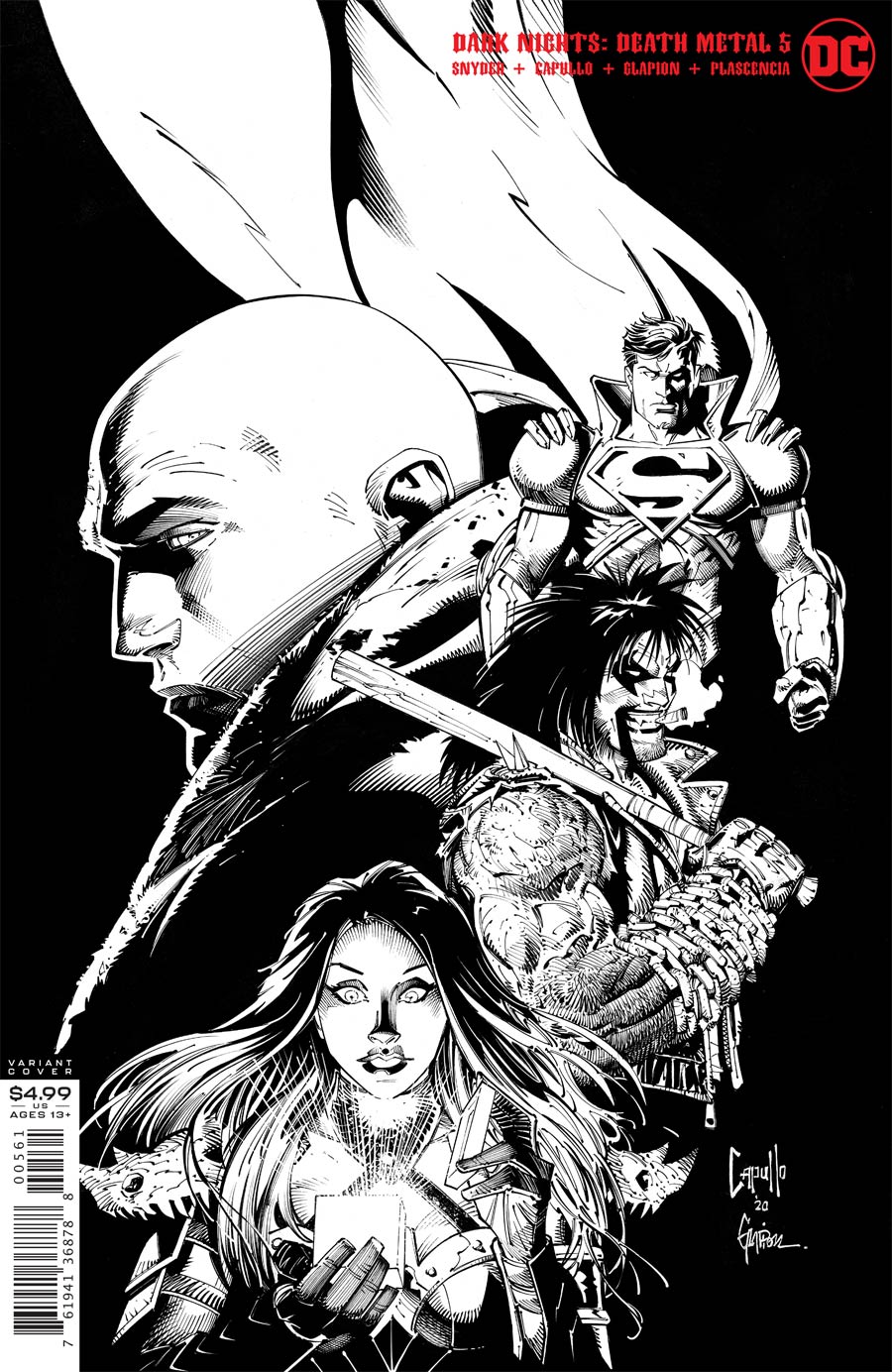 Dark Nights Death Metal #5 Cover F Incentive Greg Capullo & Jonathan Glapion Black & White Cover