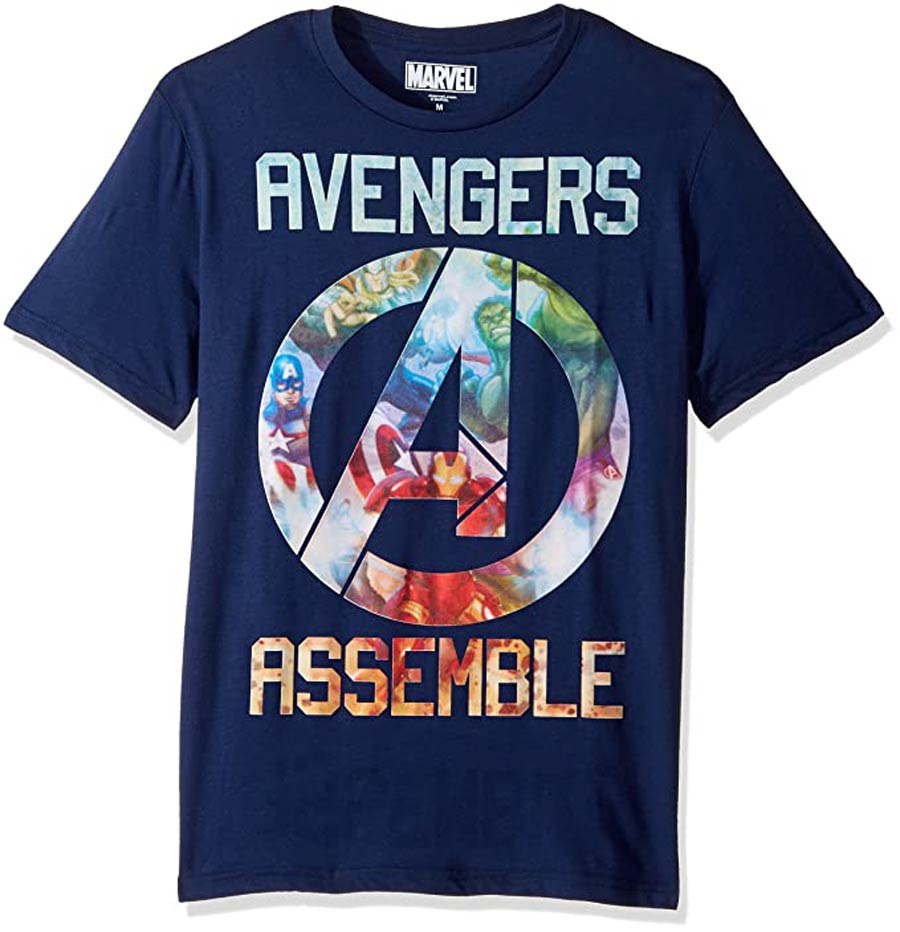 Marvels Avengers Assemble Icon Navy T-Shirt Large