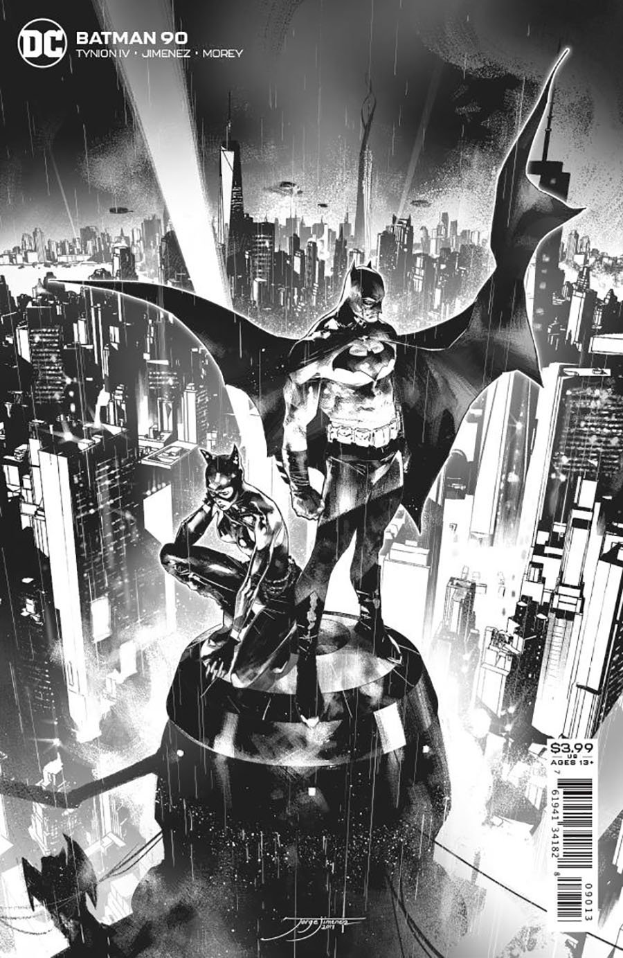 Batman Vol 3 #90 Cover E 3rd Ptg Jorge Jimenez Black & White Variant Cover