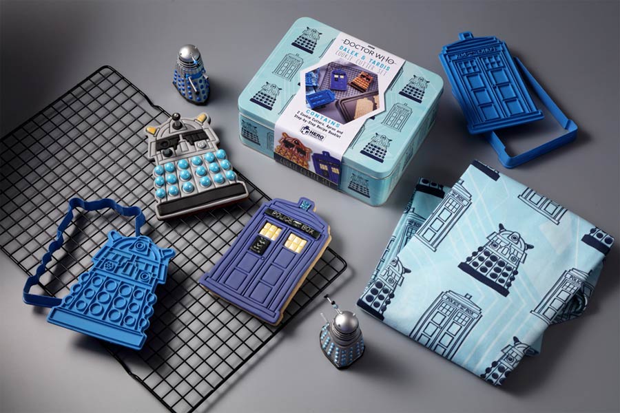 Doctor Who Baking Sets #1 Dalek And TARDIS Cookie Cutter & Apron Tin