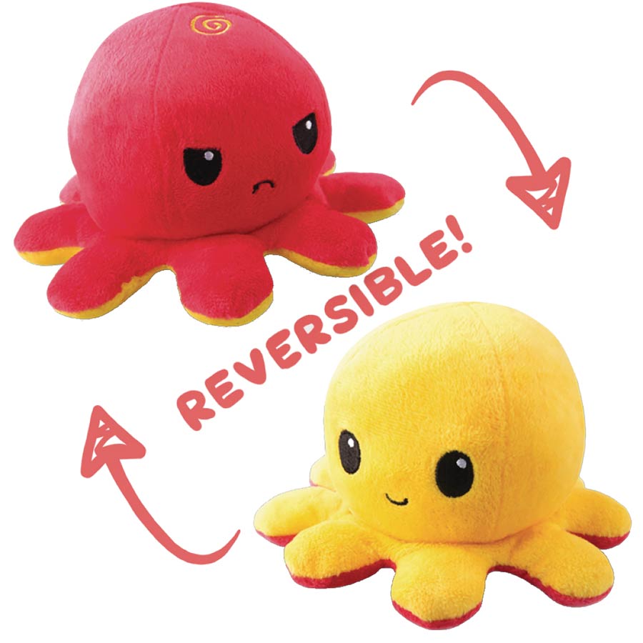 Teeturtle Reversible Octopus Mini Plush - Red To Yellow