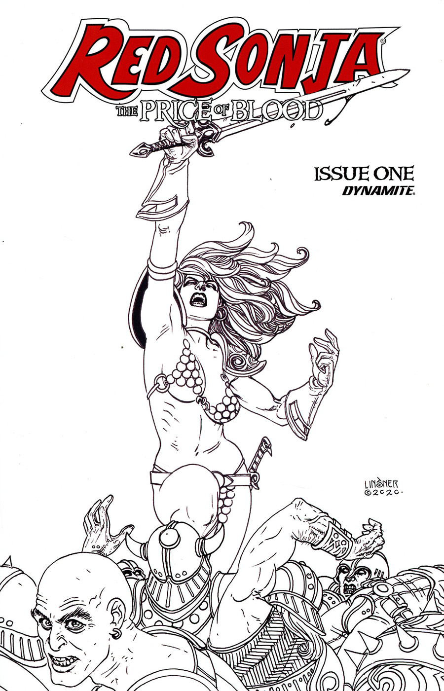 Red Sonja Price Of Blood #1 Cover L Incentive Joseph Michael Linsner Black & White Cover