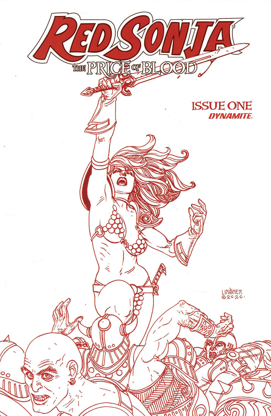 Red Sonja Price Of Blood #1 Cover T Ultra-Premium Limited Edition Joseph Michael Linsner Crimson Red Line Art Cover