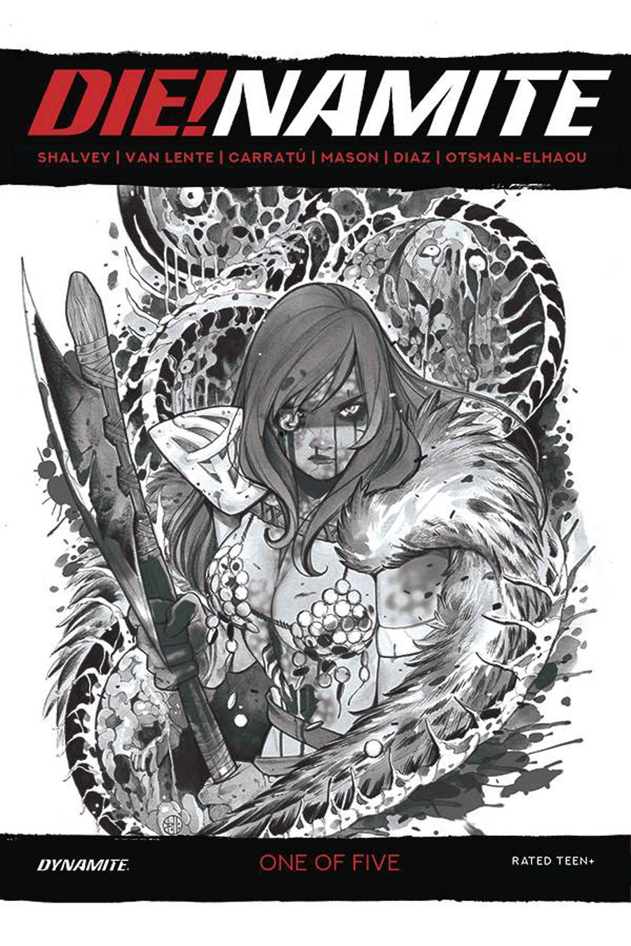 DieNamite #1 Cover O Incentive Peach Momoko Red Sonja Zombie Living Dead Grayscale Cover