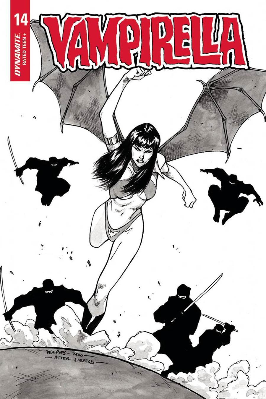 Vampirella Vol 8 #14 Cover Q Incentive Brent Peeples Rob Liefeld Homage Black & White Cover