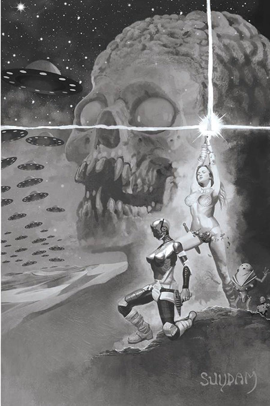 Mars Attacks Red Sonja #3 Cover G Incentive Arthur Suydam Grayscale Virgin Cover