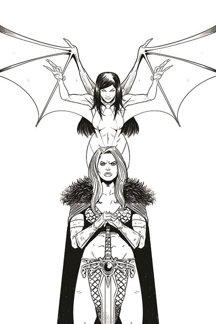 Vampirella Red Sonja #11 Cover J Incentive Drew Moss Black & White Virgin Cover