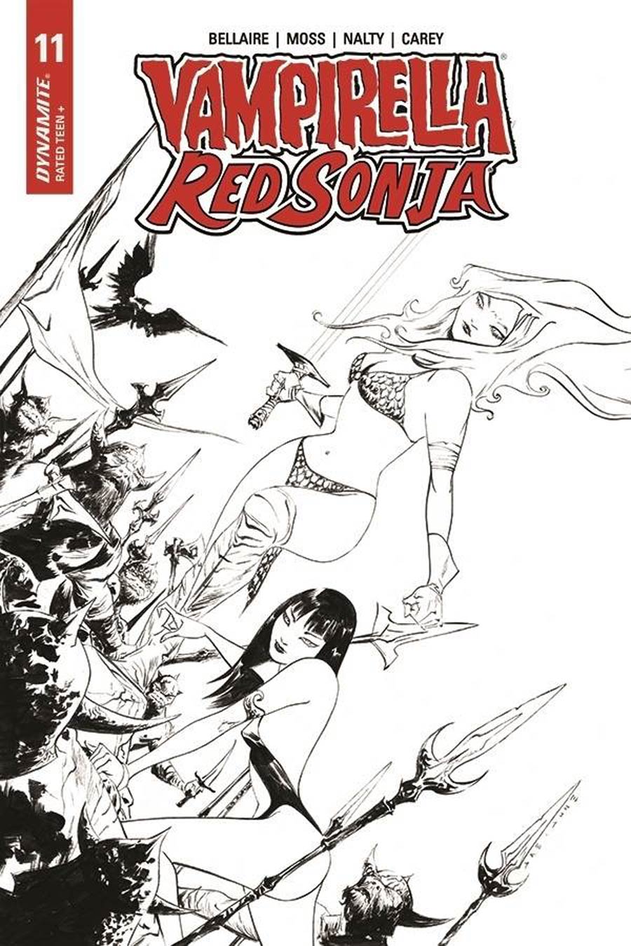 Vampirella Red Sonja #11 Cover N Incentive Jae Lee Black & White Cover