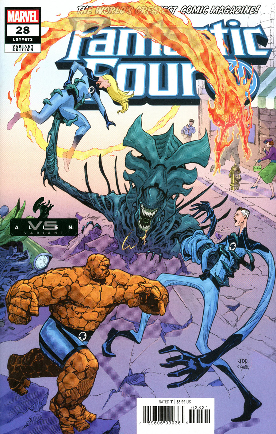 Fantastic Four Vol 6 #28 Cover B Variant Joshua Cassara Marvel vs Alien Cover