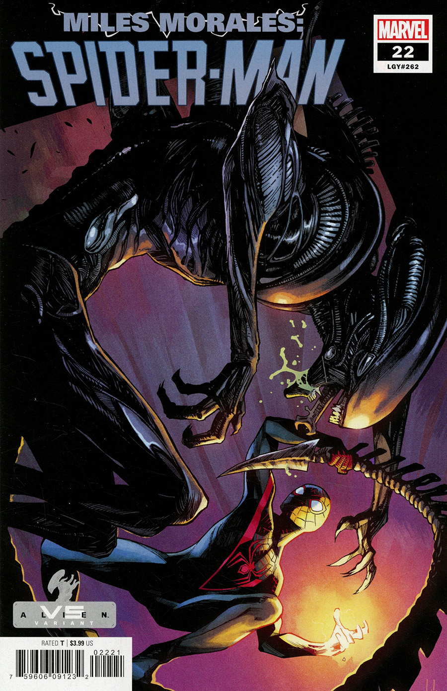 Miles Morales Spider-Man #22 Cover B Variant Valerio Schiti Marvel vs Alien Cover