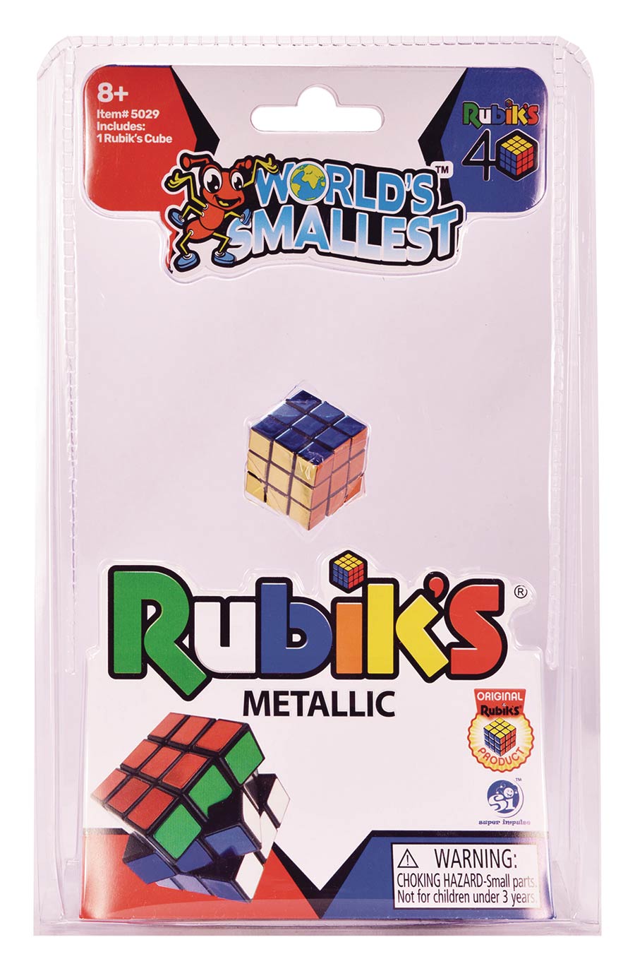 Worlds Smallest Metallic Rubiks Cube 40th Anniversary Edition Inner Case
