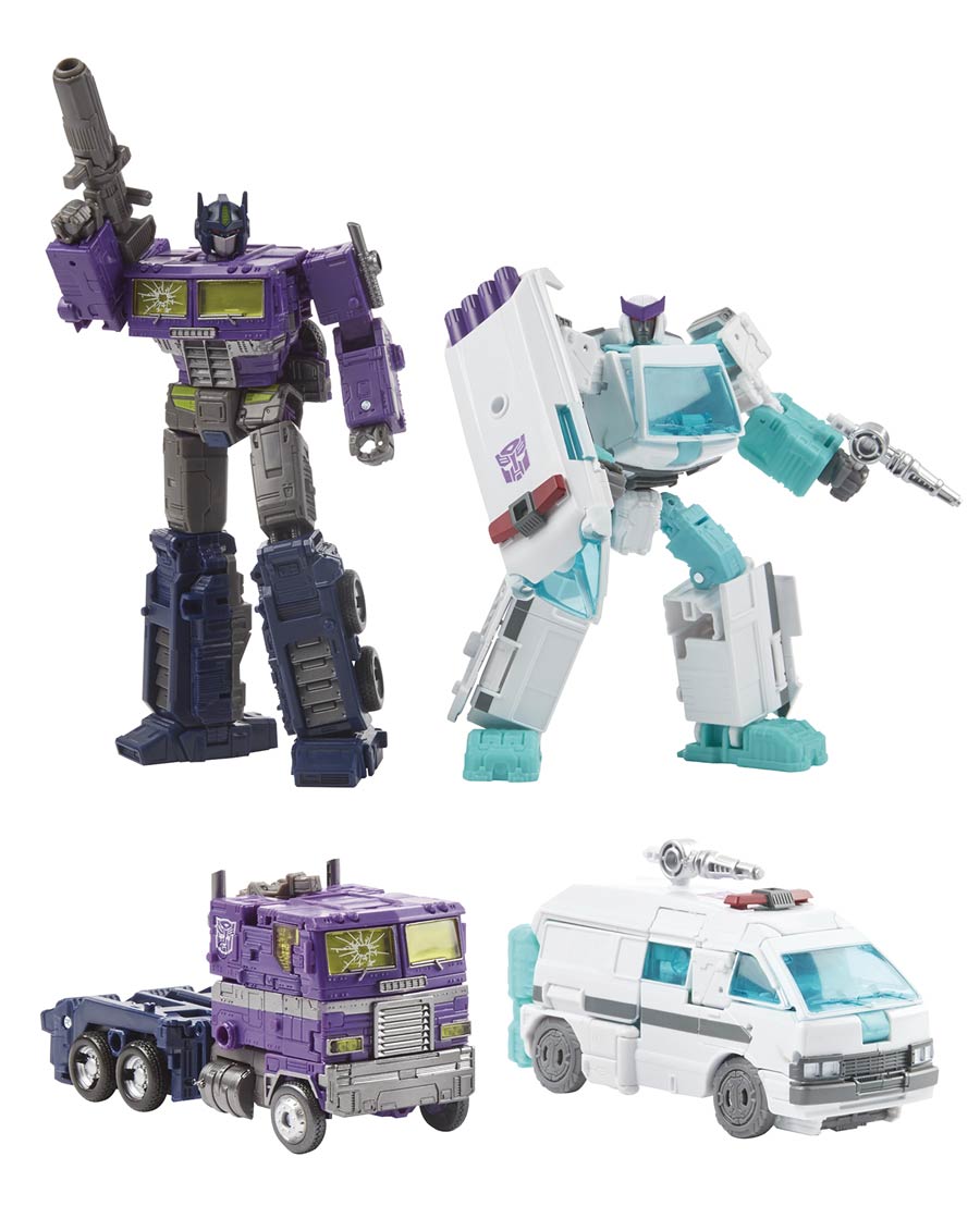 Transformers Selects Shattered Glass Optimus Prime / Deluxe Ratchet Action Figure Case